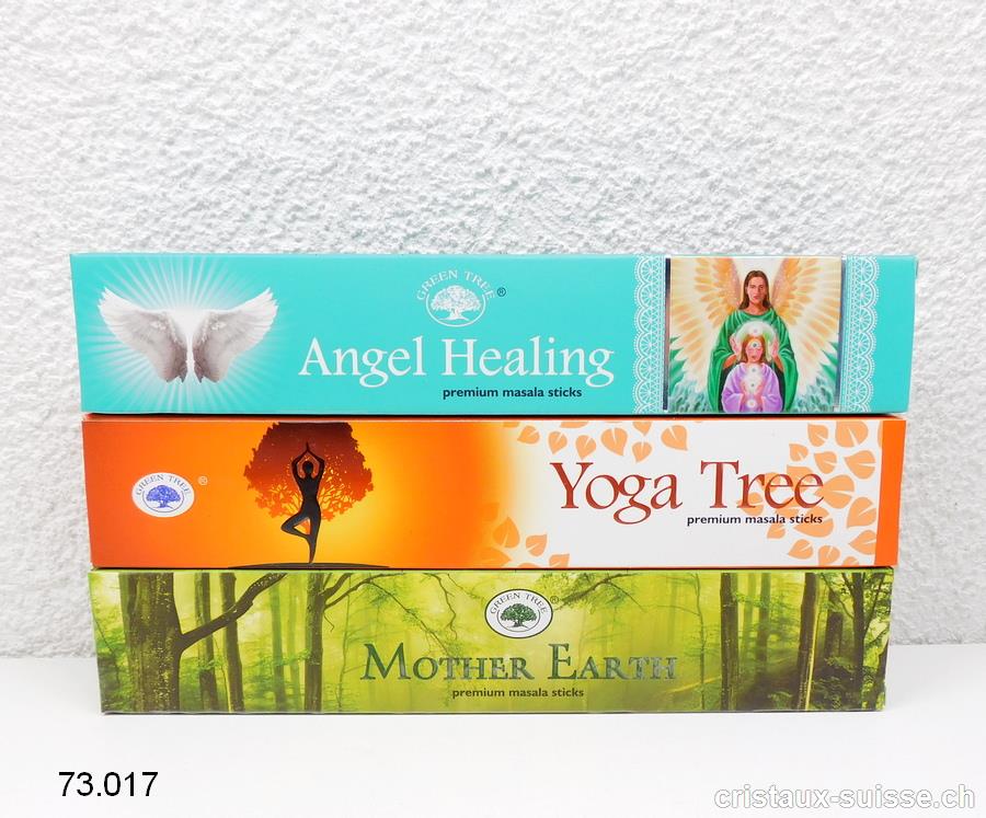 3 Boîtes - Bâtons Encens MOTHER EARTH - YOGA TREE - ANGEL HEALING. Offre Spéciale