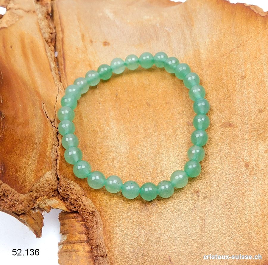 Bracelet Aventurine verte 6,5 mm/18,5 - 19 cm. Taille ML