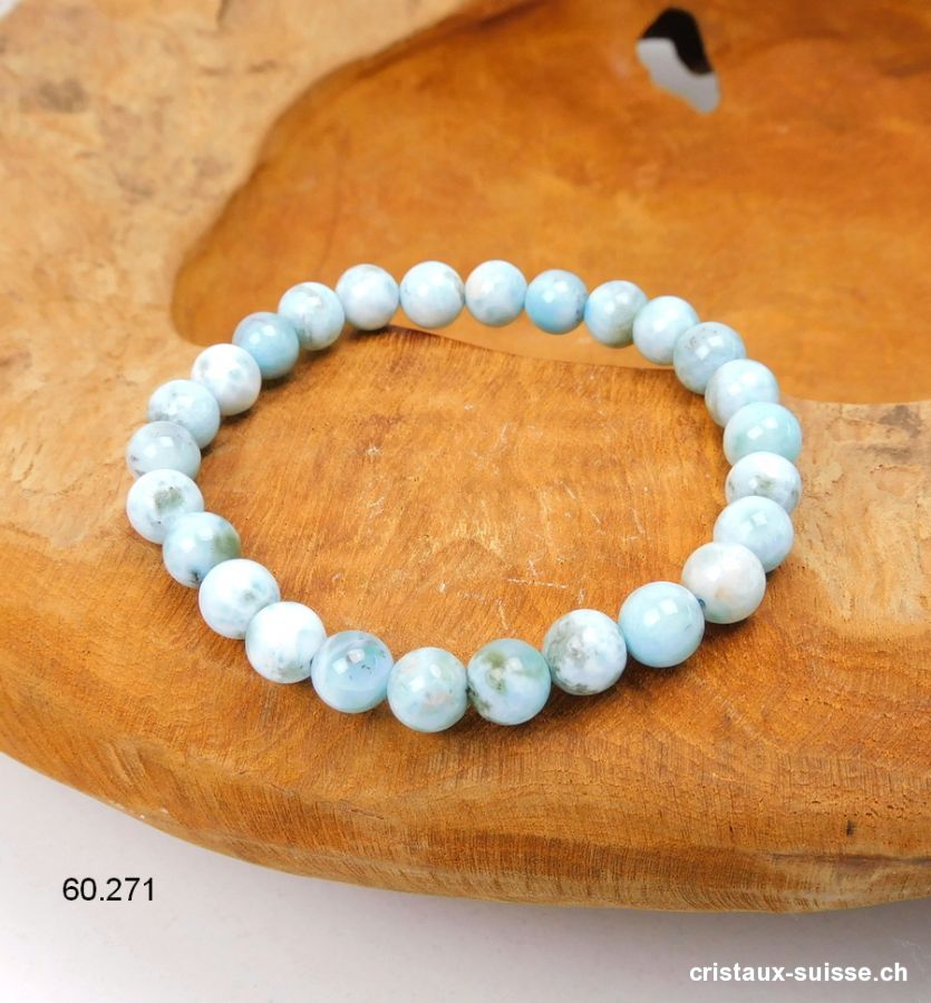 Bracelet Larimar bleu-vert 7 mm / 18,5 cm. Offre Spéciale