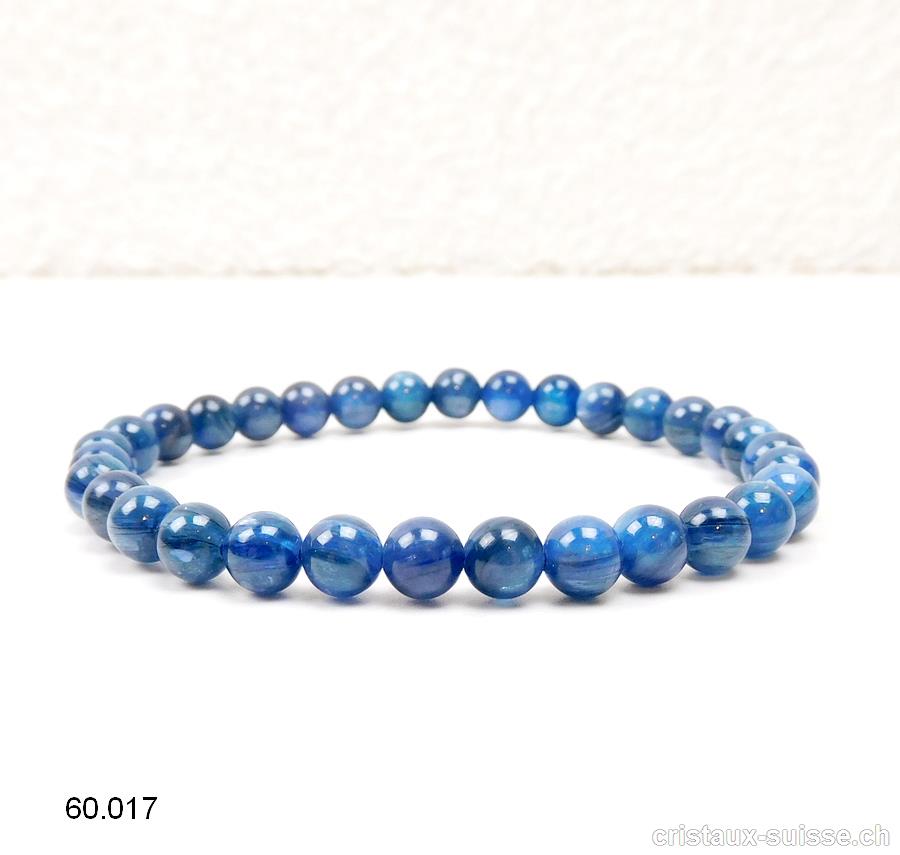 Bracelet Cyanite bleue - Disthène 6 mm, élastique 19 cm. Taille M-L