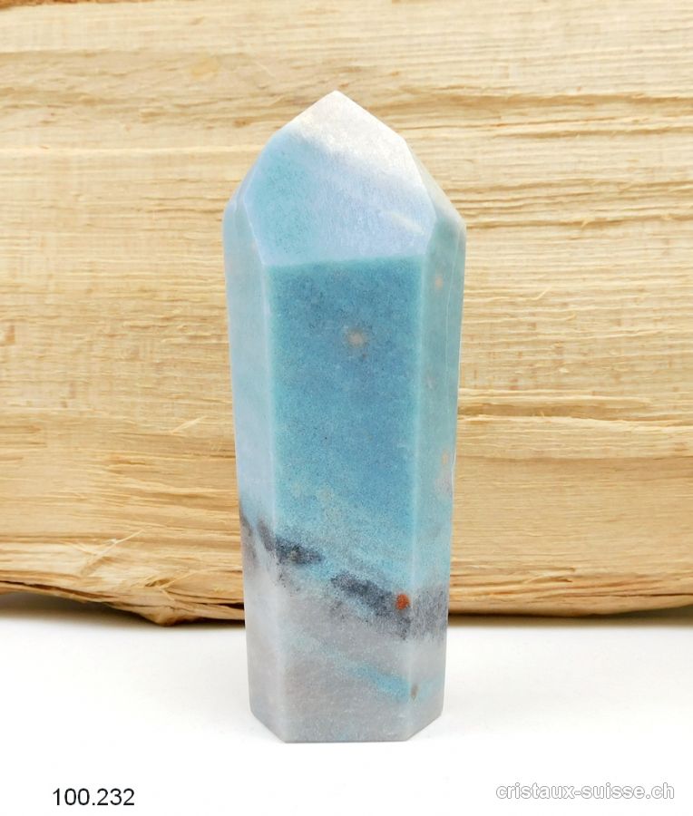 Quartz bleu avec Troïlite, Obélisque 12,5 cm. Pièce unique 279 grammes