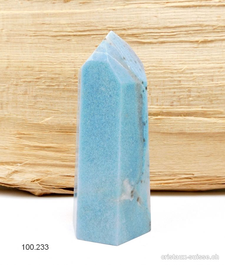 Quartz bleu avec Troïlite, Obélisque 10 cm. Pièce unique 235 grammes