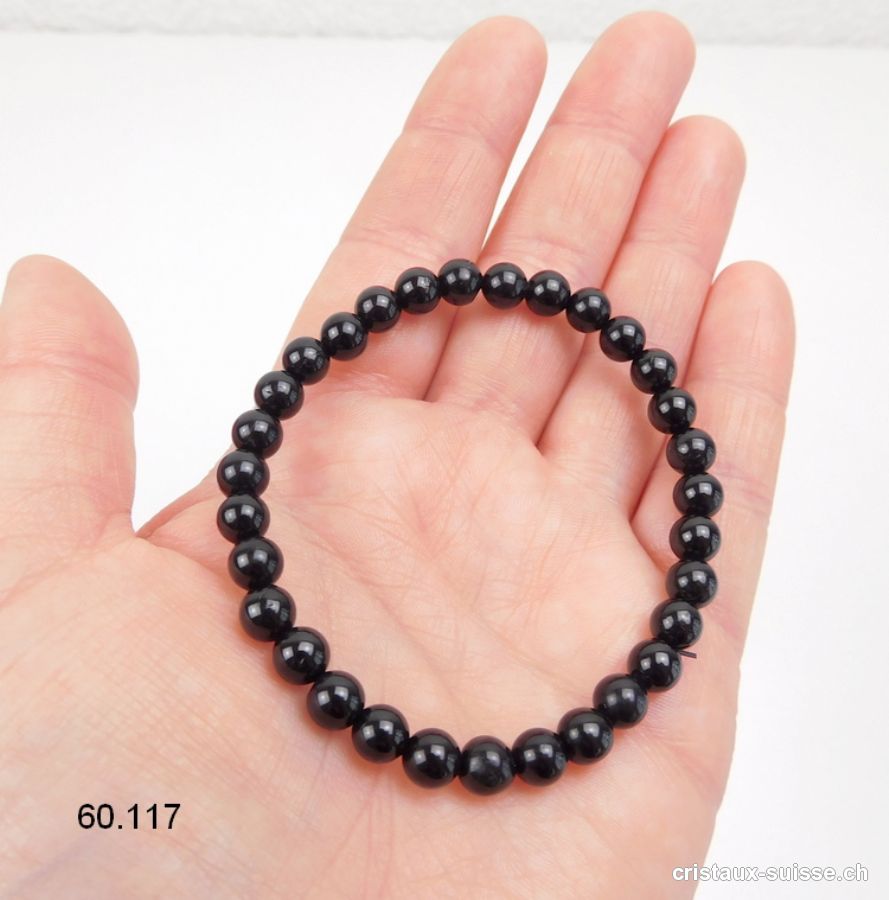 Bracelet Tourmaline noire 6-6,5 mm / 18 cm. Taille M