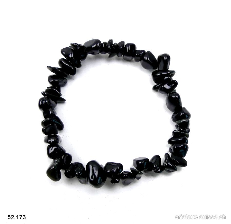 Bracelet Obsidienne noire 18-19 cm. Taille M-L