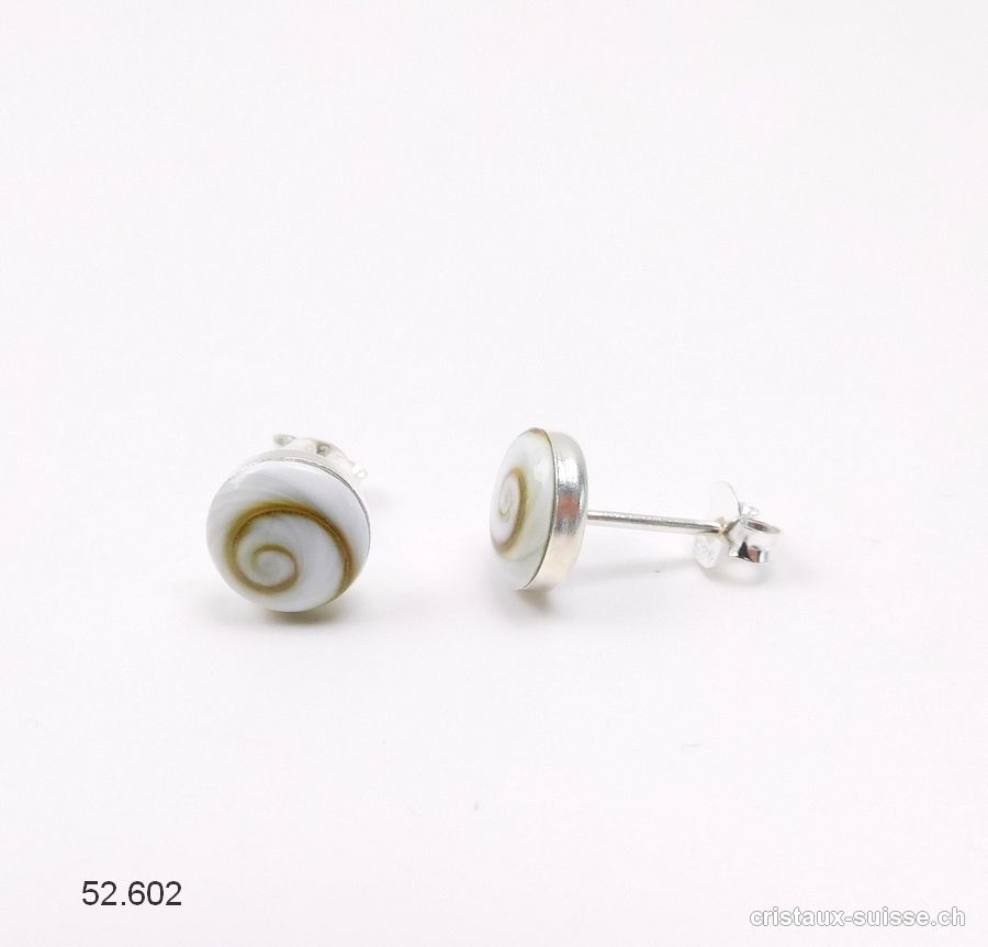 Clous d'oreilles Oeil de Sainte Lucie 8 mm, argent 925