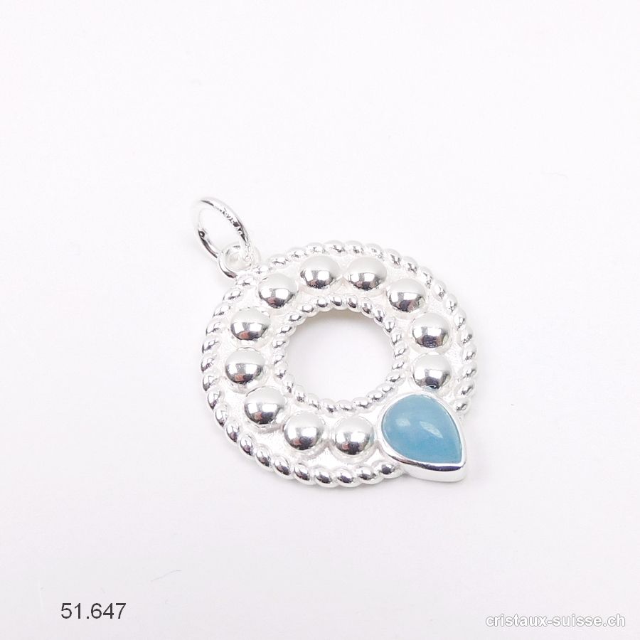 Pendentif Aigue-Marine en argent 925