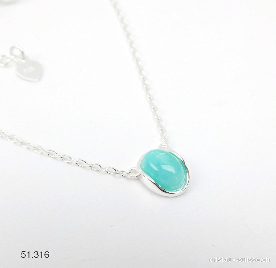 Pendentif Amazonite du Pérou avec chaîne en argent 925. Réglable 41 - 44 cm