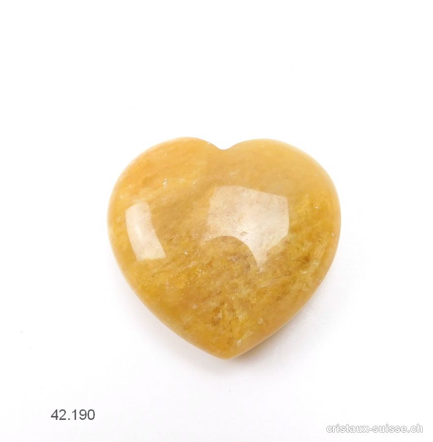 Coeur Jade jaune - beige 3 x 3 x 1,2 cm. Qual. A-B. OFFRE SPECIALE