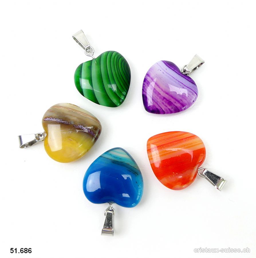 5 pendentifs Agate Coeurs 2 cm, boucles en métal. Offre Spéciale