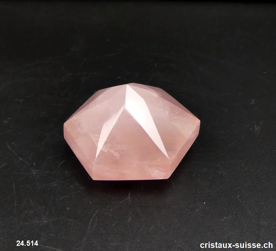 Sceau Salomon, pyramide 3D Quartz rose, diagonale 4 cm. Pièce unique