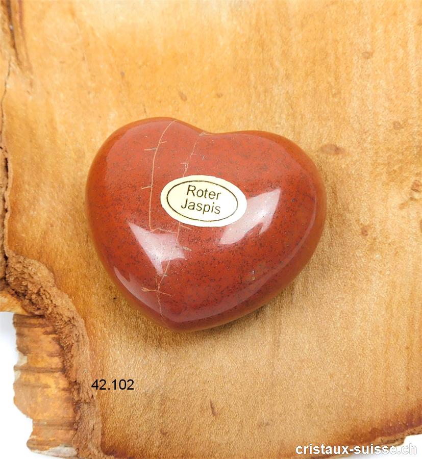 Coeur Jaspe rouge 4,5 x 4 x 2,3 cm, bombé. Offre Spéciale
