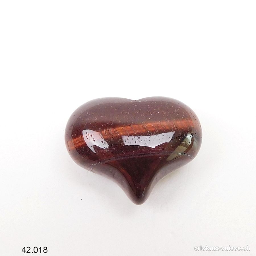 Coeur Oeil de Boeuf  - Oeil de Tigre rouge 2,5 x 2 cm, bombé