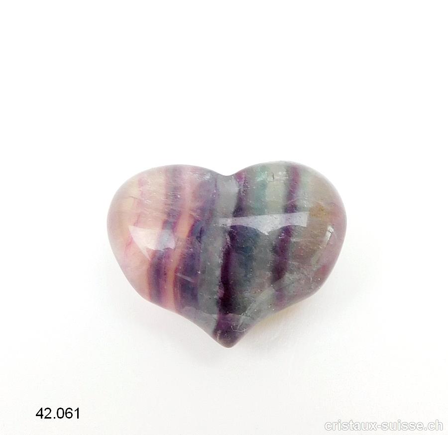Coeur Fluorite arc-en-ciel 2,5 x 1,5 - 2 cm, bombé. Offre Spéciale