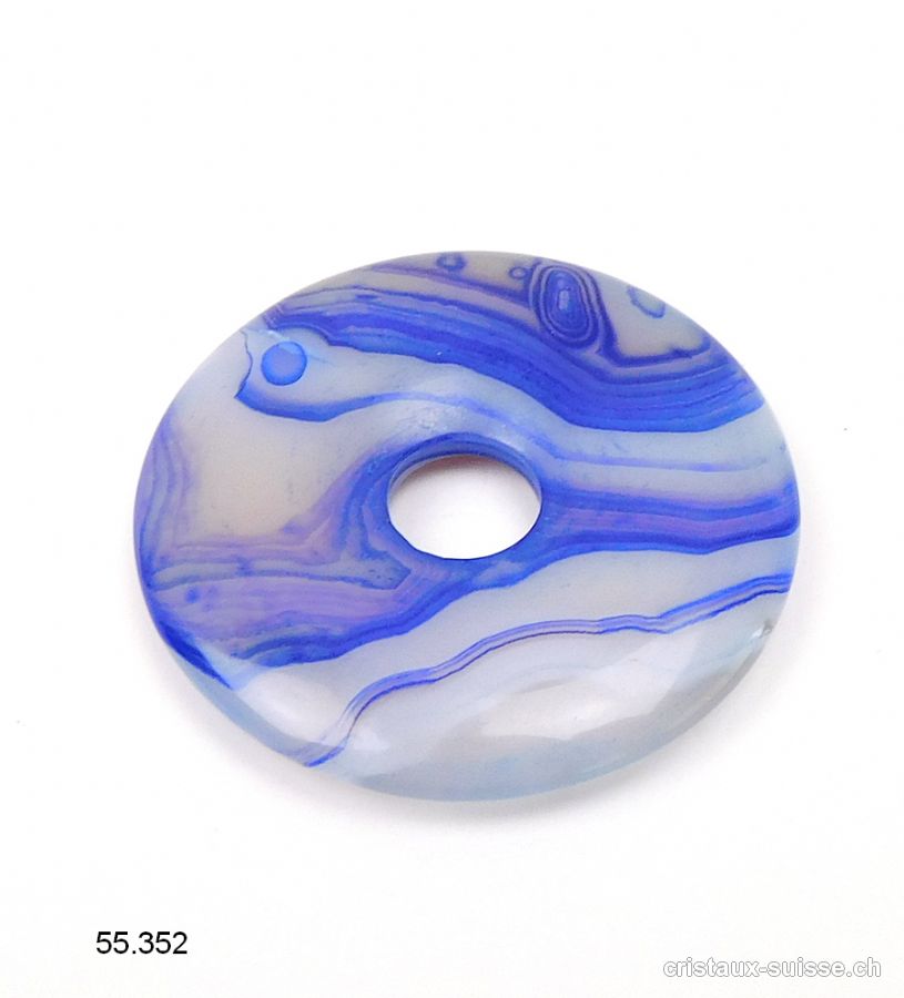 Agate bleue - indigo, Donut 3 cm