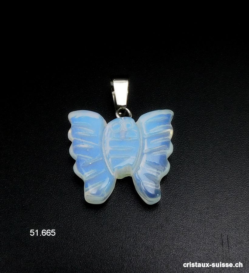 Pendentif Opalite - Opaline PAPILLON  avec boucle métal  2 x 1,7 cm