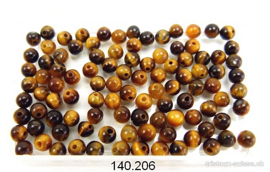 Oeil de tigre, boule percée 4,5 - 4,8 mm