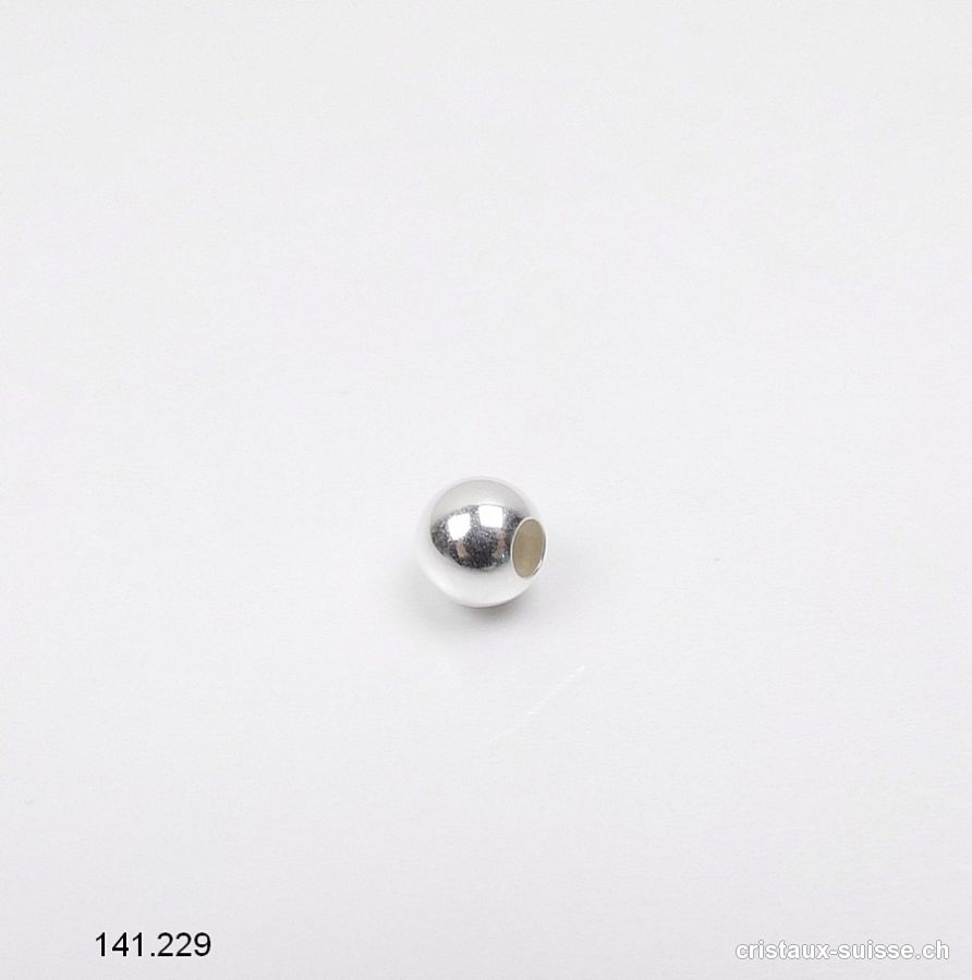 Perle 6 mm / trou 2,4 mm, argent 925