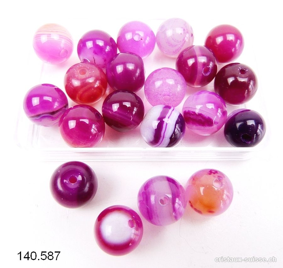 Agate rose pink, boule percée 8 - 8,5 mm. Offre Spéciale