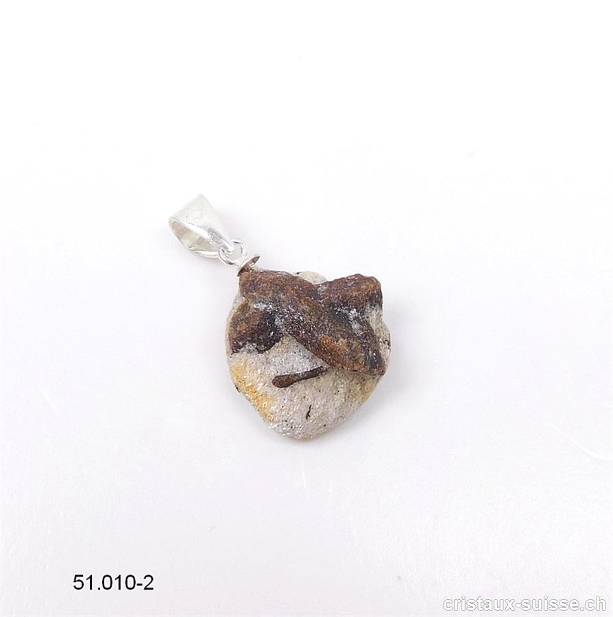 Pendentif Staurotide - Staurolite brut avec boucle en argent 925. Pièce unique
