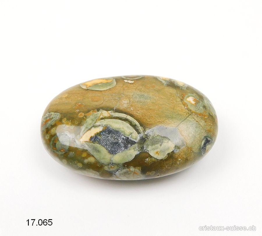 Rhyolite amazonienne brun - vert, pierre anti-stress arrondie 4,5 x 3 cm