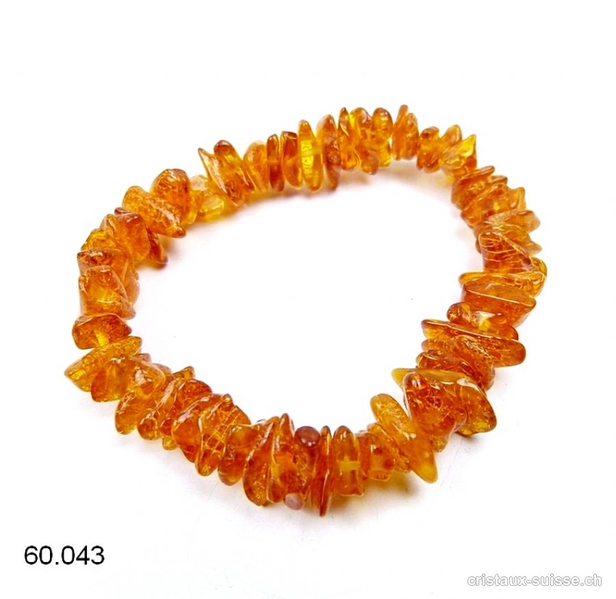 Bracelet Ambre de la Baltique 8 - 12 mm, élastique 18 - 19 cm. Taille M