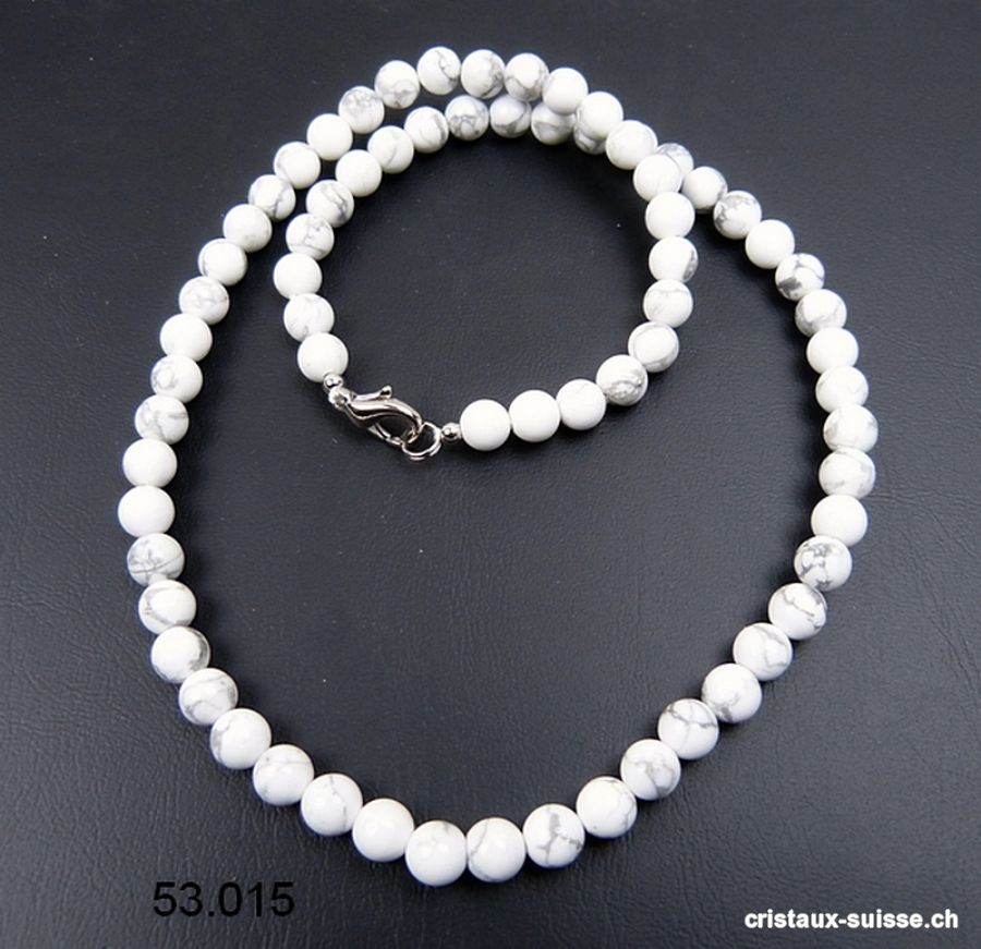 Collier Magnésite - Howlite blanche 6 mm / 45 cm