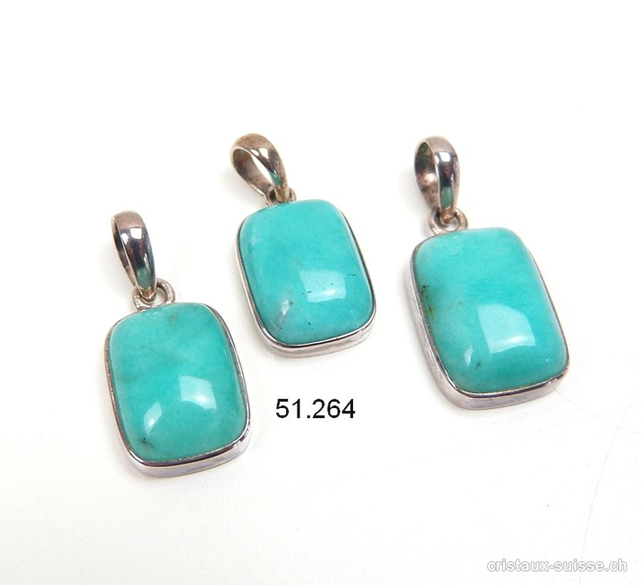 Pendentif Amazonite du Pérou 2,2 x 1,5 cm, en argent 925. OFFRE SPECIALE