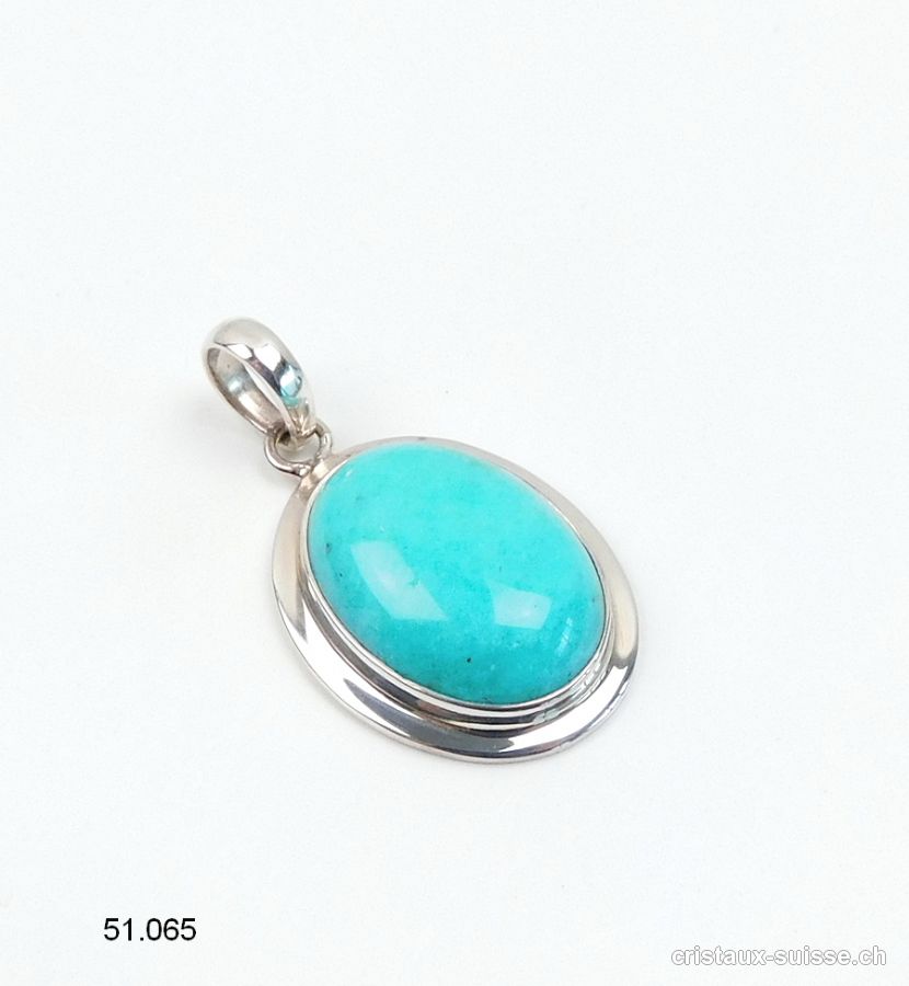 Pendentif Amazonite du Pérou 2,5 x 1,8 cm, en argent 925