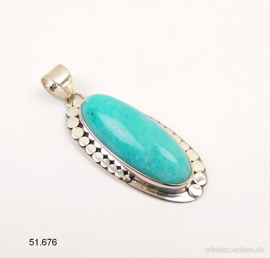 Pendentif Amazonite du Pérou en argent 925. Pièce unique, Qual. A