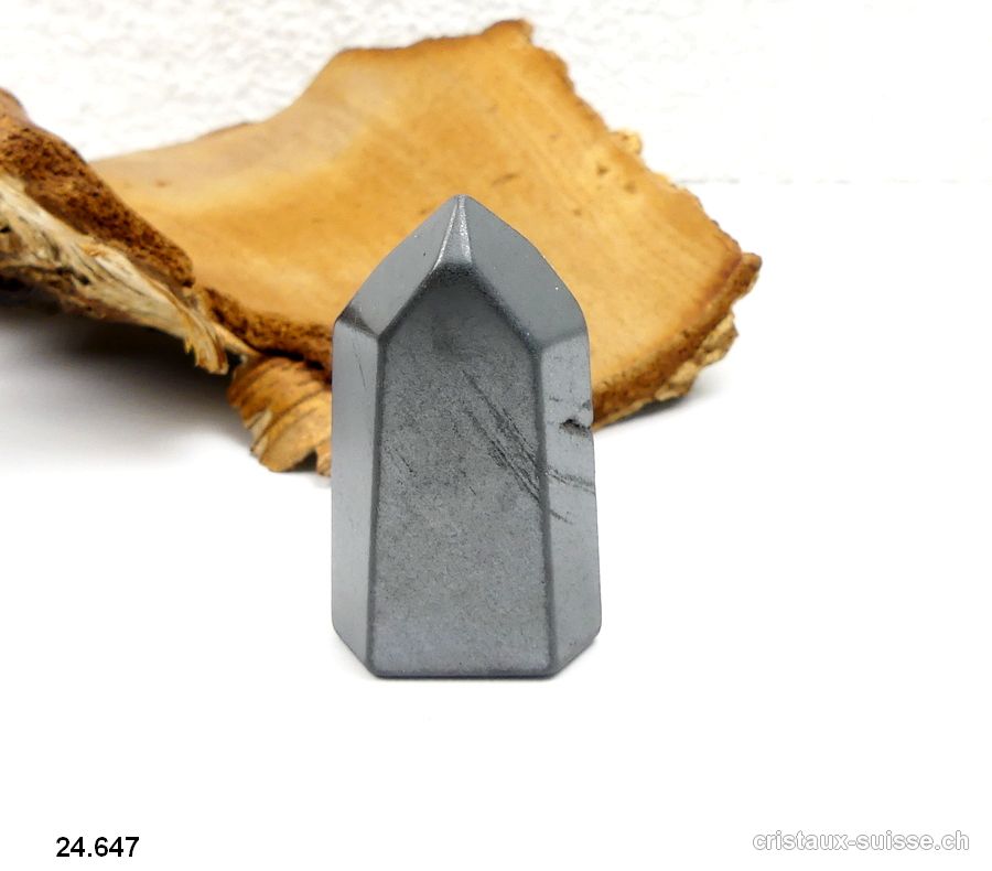 Hématite pointe polie satiné 5,1 cm. Pièce unique 88 grammes