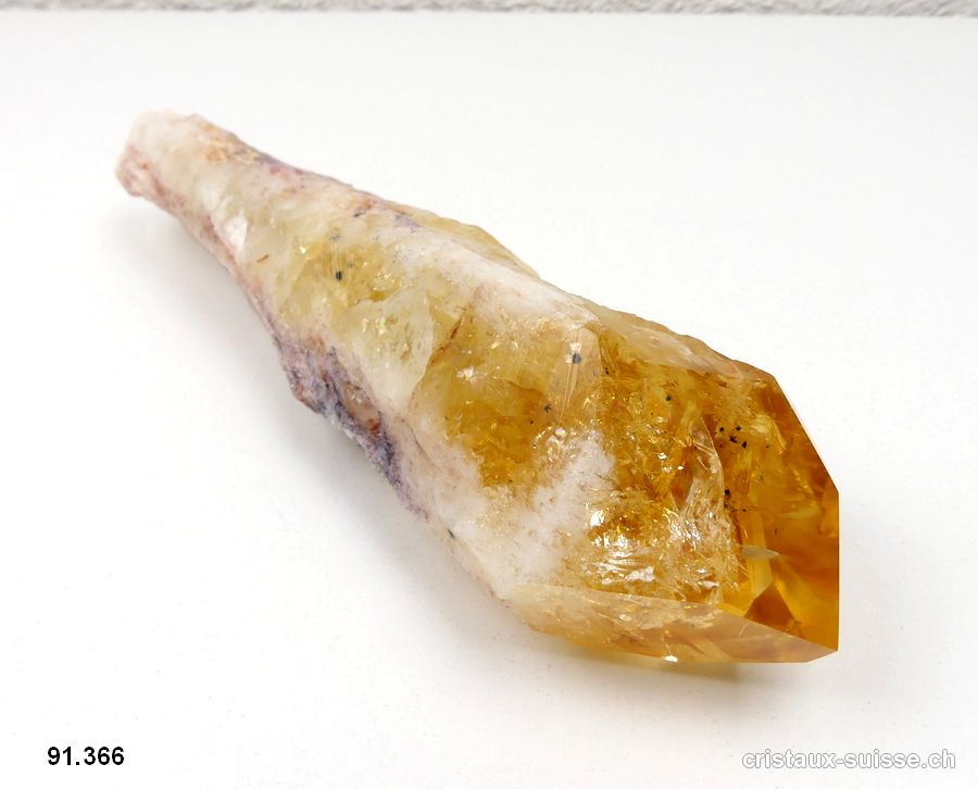 Citrine du Brésil pointe brute GEANTE. Longueur 22 cm. Pièce unique 614 grammes