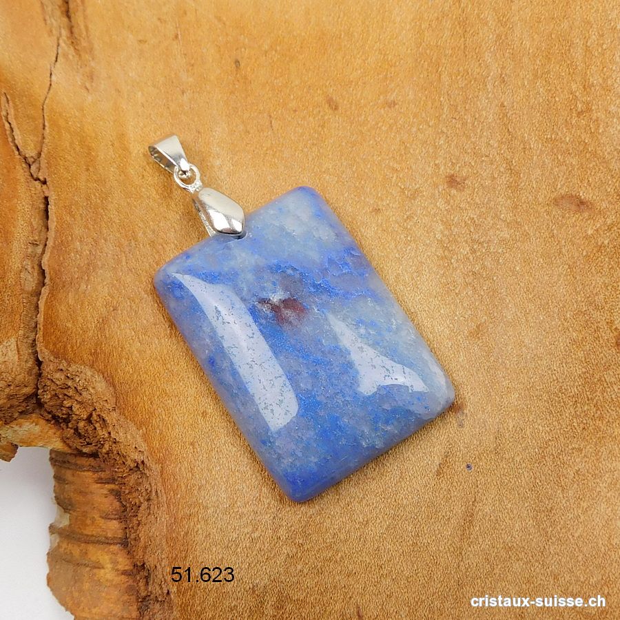 Pendentif Quartz bleu Cabochon avec clip en métal amovible