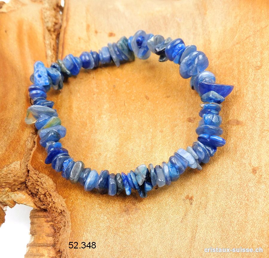 Bracelet Cyanite - Disthène bleu, élastique 18,5 - 19 cm. Taille M - L 