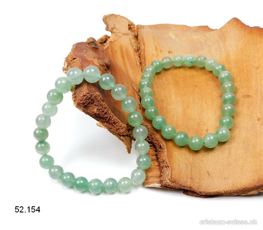 Bracelet Aventurine verte claire 8 - 9 mm / 17,5 - 18 cm