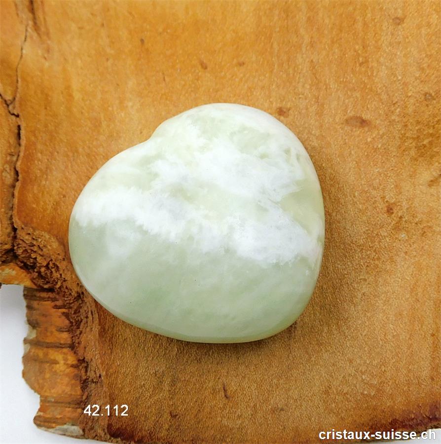 Coeur Jade Serpentine claire 4,5 x 4 x 2,2 cm, bombé
