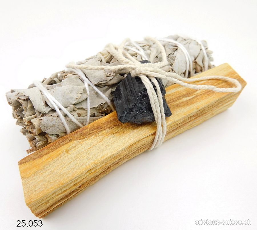 Lot Sauge Blanche Californie, Palo Santo, Tourmaline noire brute