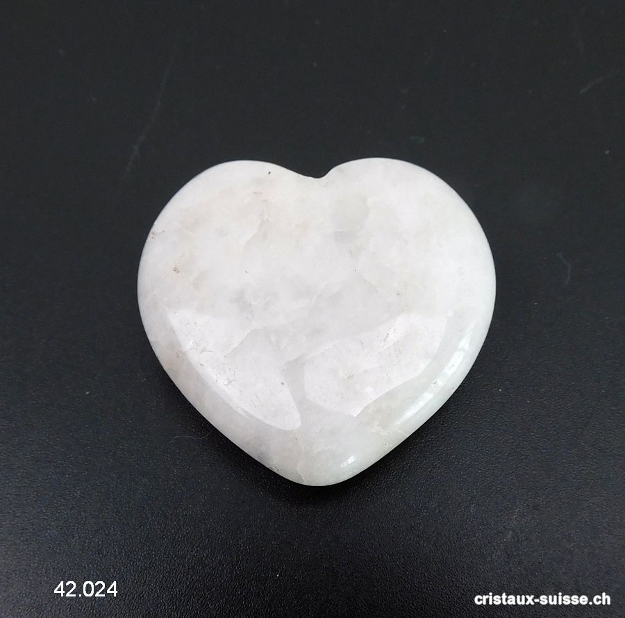 Coeur Quartz blanc 3,5 cm, plat