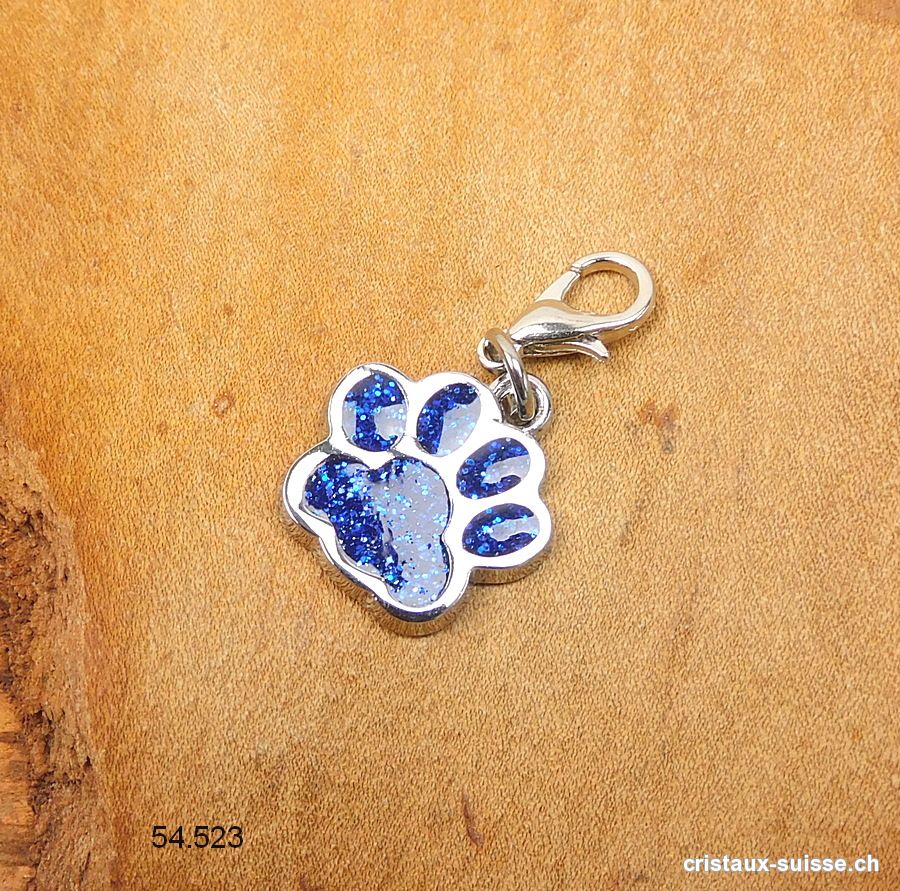 Charm Patte d'animal BLEU 1,6 cm, en métal avec fermoir