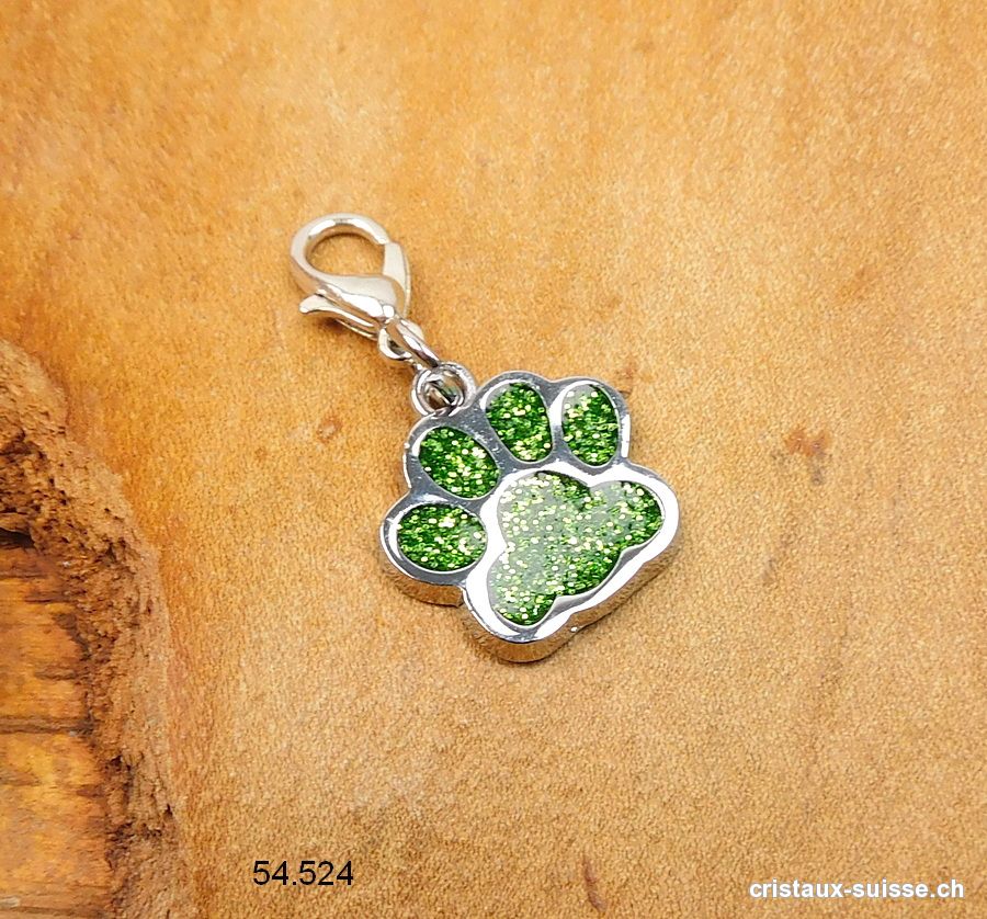 Charm Patte d'animal VERT 1,6 cm, en métal avec fermoir