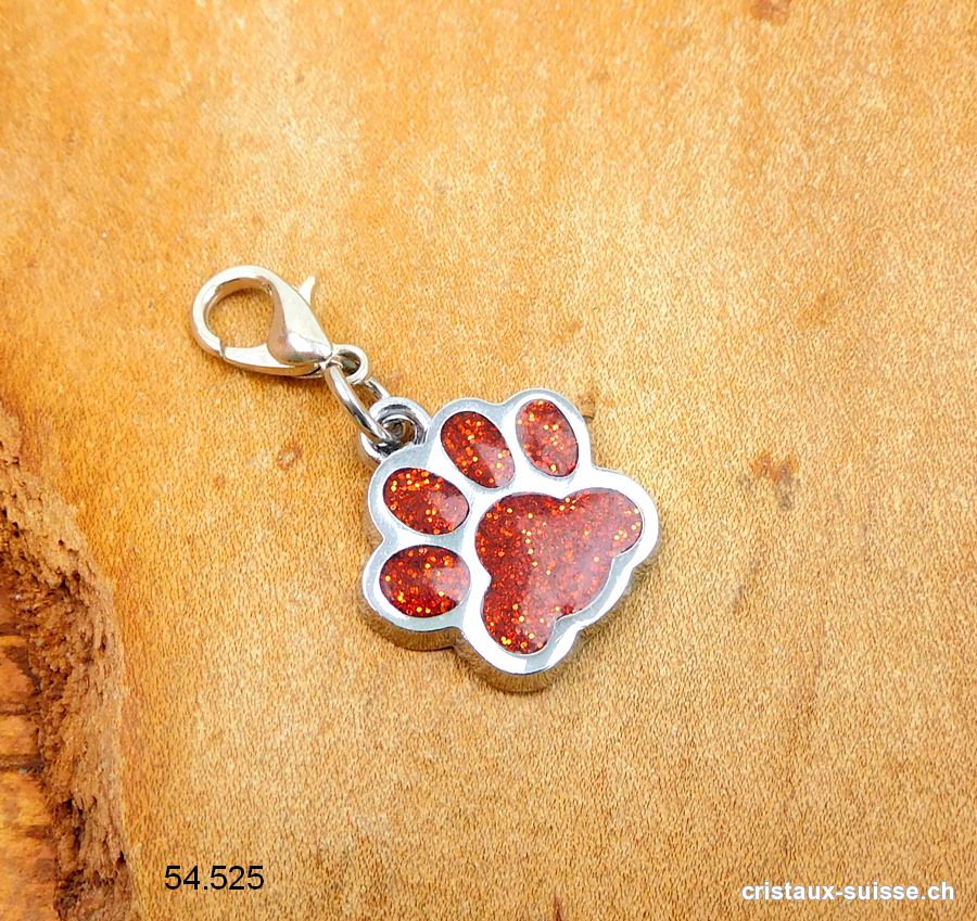 Charm Patte d'animal ORANGE FONCÉ 1,6 cm, en métal avec fermoir