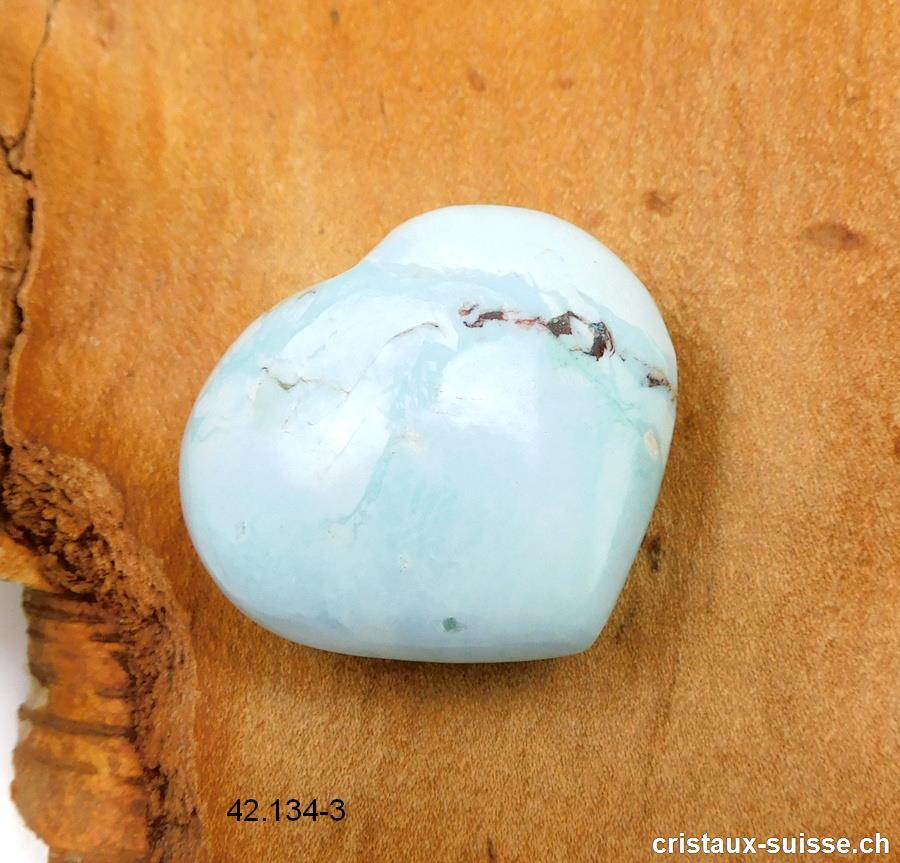 Coeur Turquoise - Dickite de Madagascar 3,8 x 3,4 cm, bombé. Pièce unique