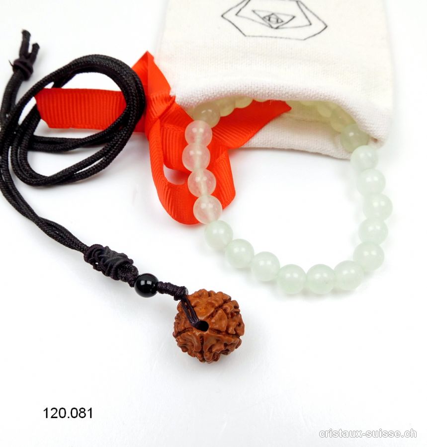 Set APAISEMENT SPIRITUEL Quartz vert - Rudraksha. Offre Spéciale