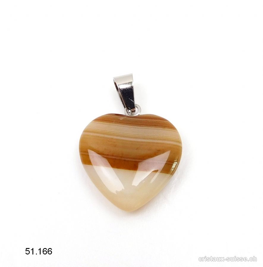 Pendentif Agate brune Café, Coeur 2 cm