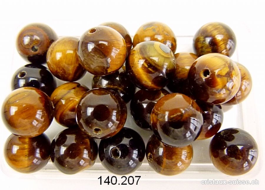 Oeil de Tigre, boule percée 10 - 10,5 mm. OFFRE SPECIALE