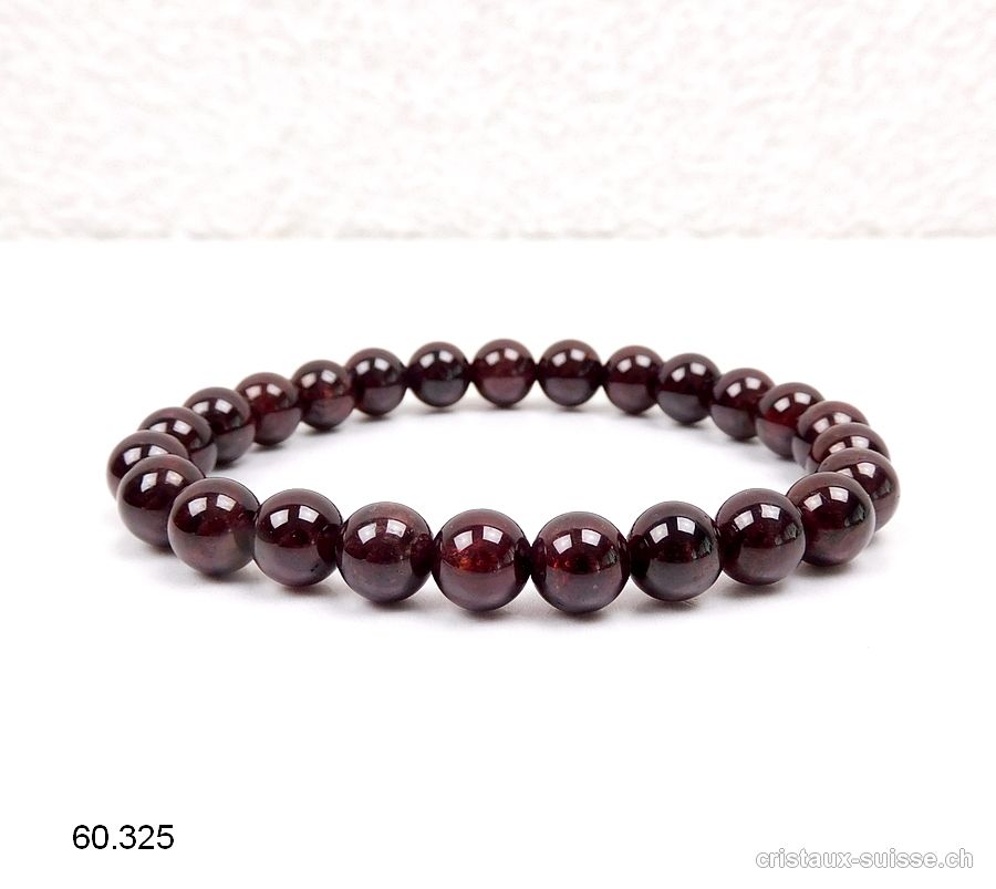 Bracelet Grenat Almandin 7,5 - 8 mm / 18,5 cm. Qual. A