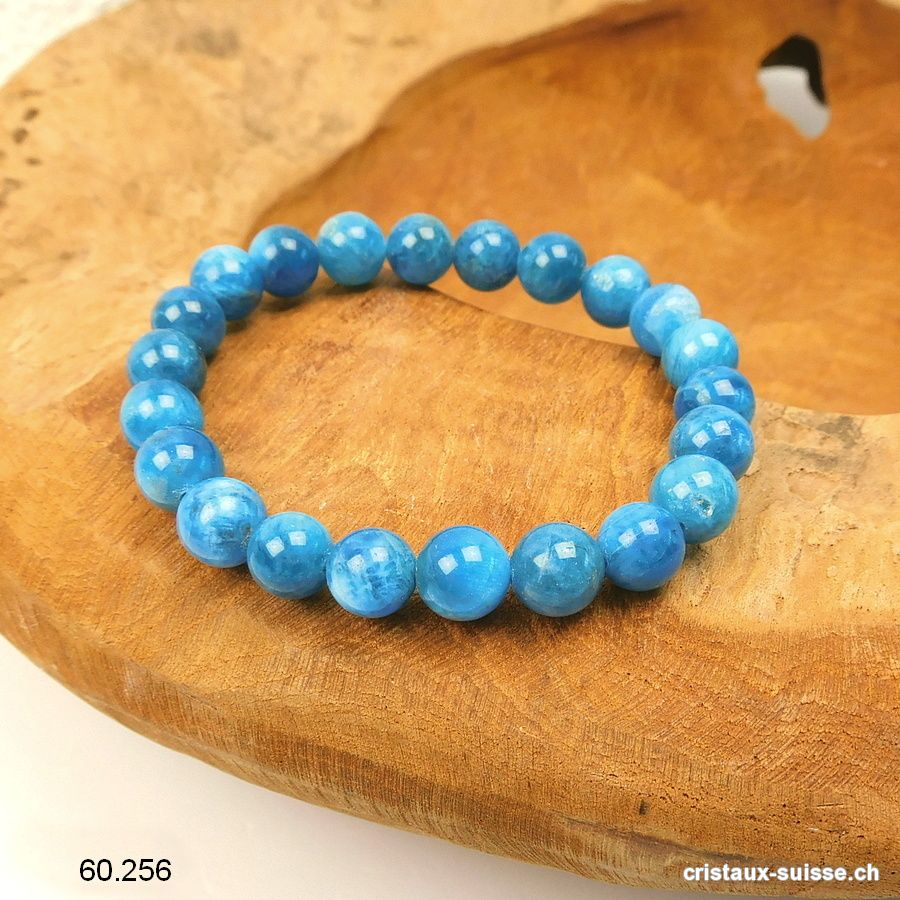 Bracelet Apatite bleue 8 - 8,5 mm / 18,5 cm. Taille M