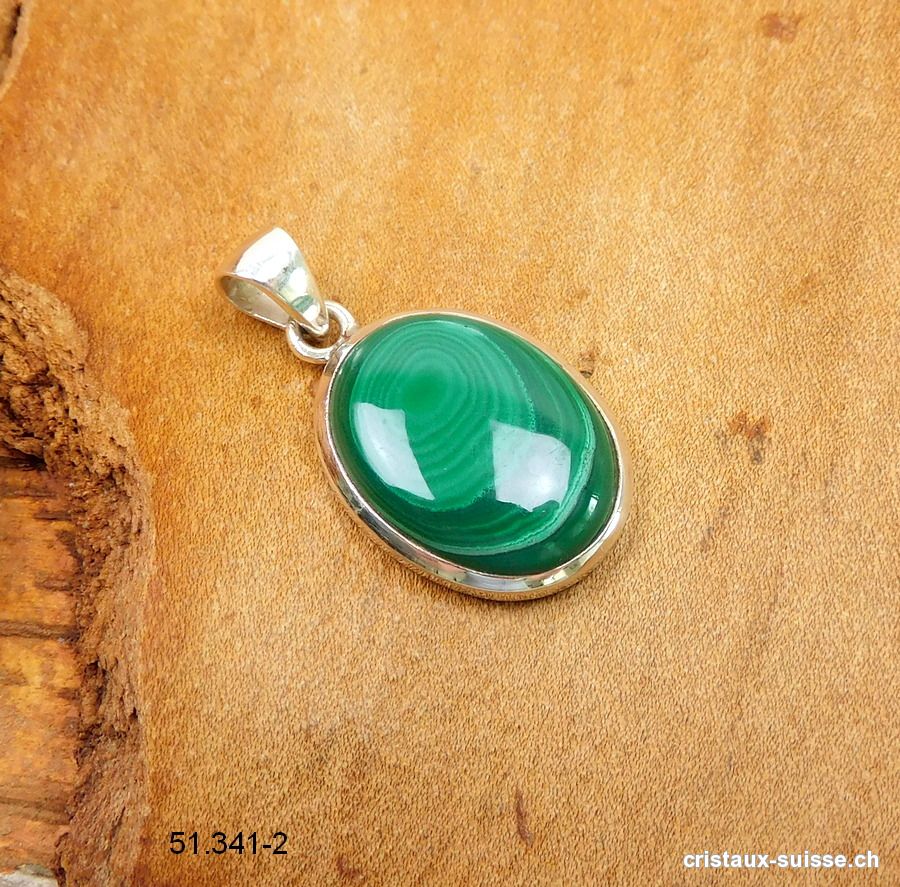 Pendentif Malachite du Congo en argent 925. Pièce unique