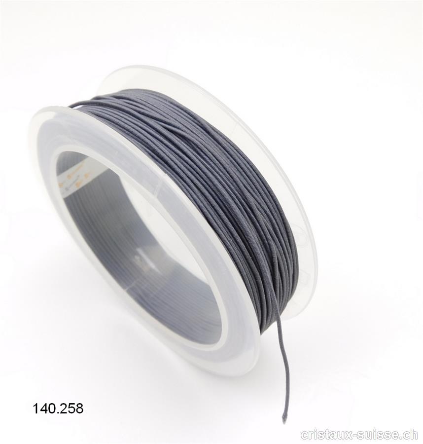 Fil - tissu élastique gris Ø 1 mm, 1 bobine 25 mètres