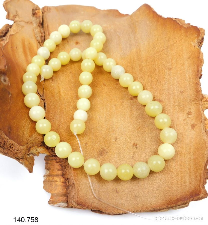 Rang Jade Serpentine vert - jaune 8 - 8,5 mm / 38 cm, env. 62 boules