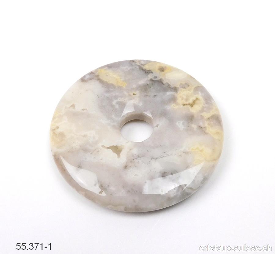 Agate Crazy Lace gris-beige, donut  4 cm. Pièce unique